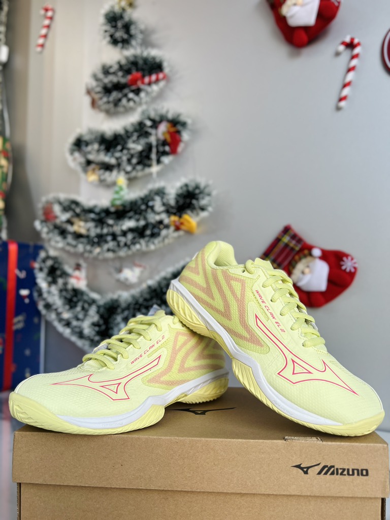 Giày Cầu Lông Mizuno Wave Claw El 2- Vàng Hồng