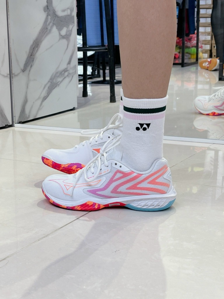 Giày cầu lông Mizuno Wave Claw El 2 - Trắng Hồng