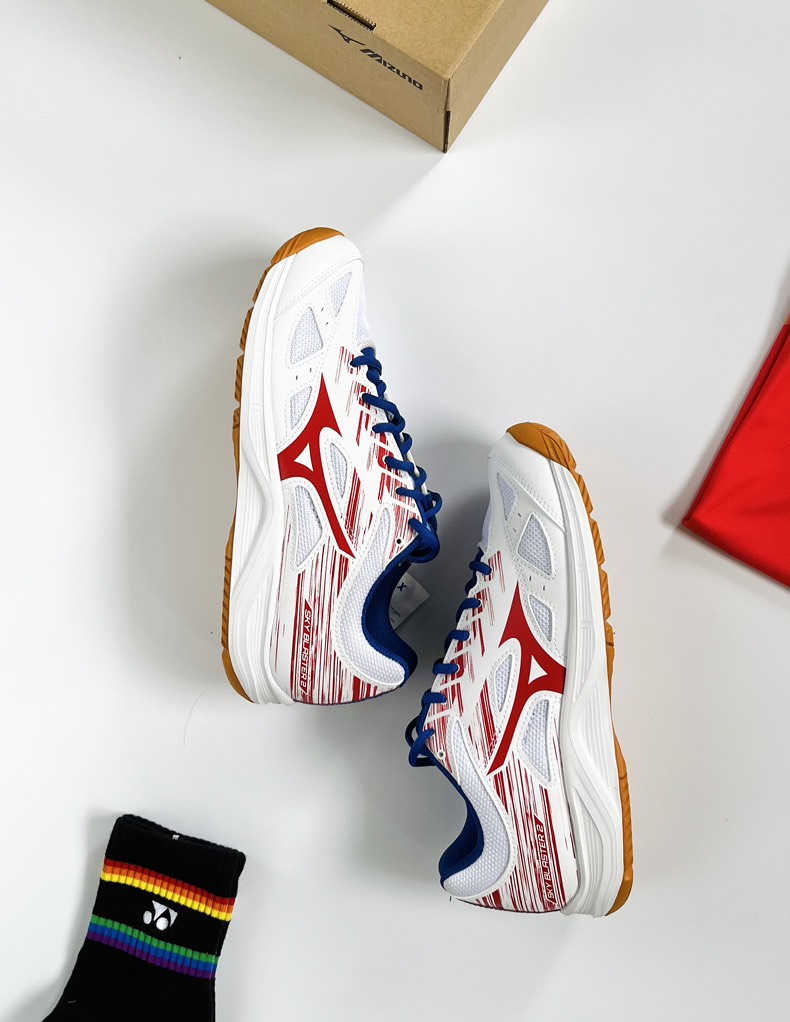 Giày cầu lông Mizuno Sky Blaster 2- Trắng Đỏ Xanh