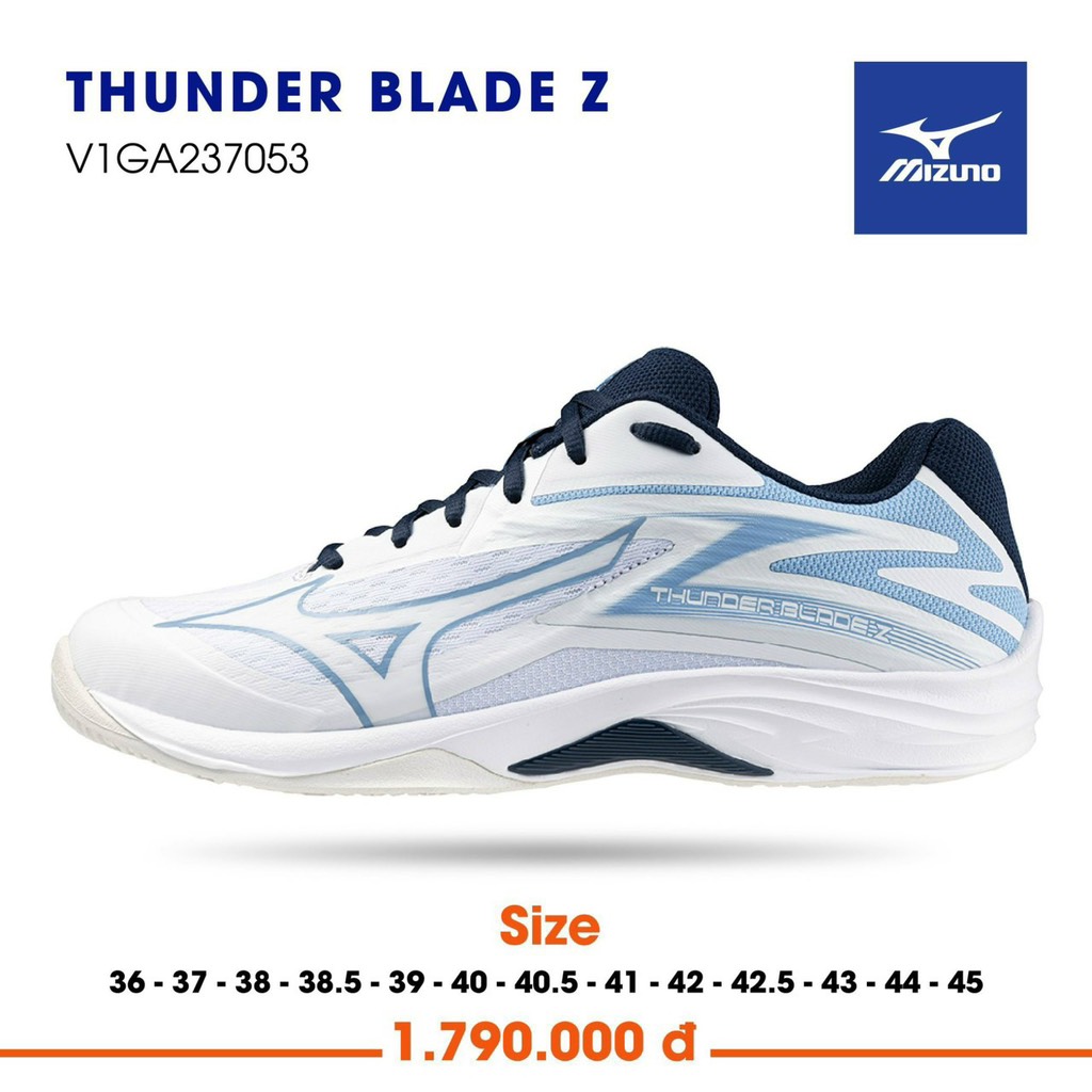 Giày Cầu Lông Mizuno Thunder Blade Z- Trắng Xanh