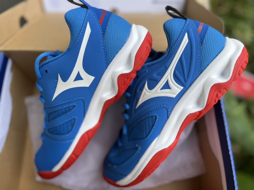 Giày Cầu Lông Mizuno Dynablitz- Xanh Trắng Đỏ