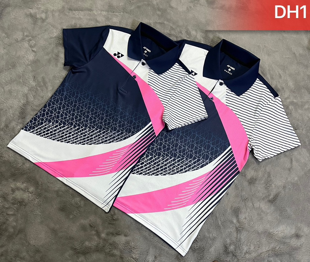 Áo Cầu Lông Yonex Có Cổ DH1 Hồng - Xanh Đen