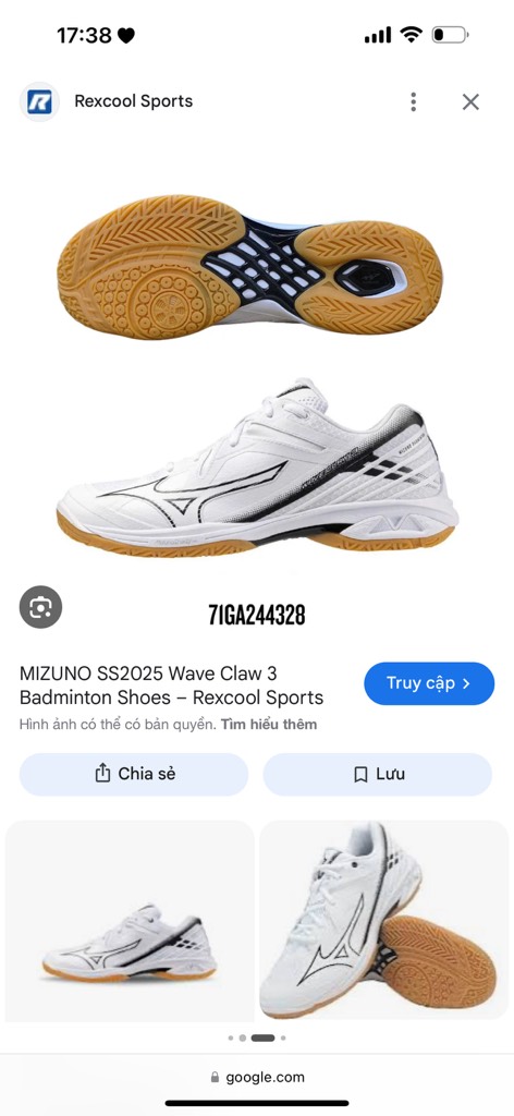 Giày cầu lông Mizuno Wave Claw 3 - Trắng Đen