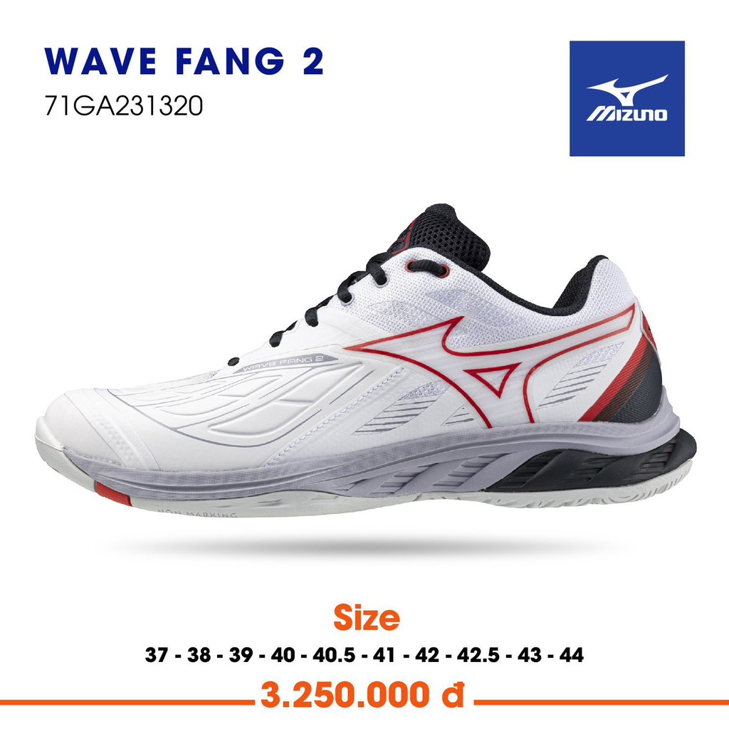 Giày cầu lông Mizuno Wave Fang 2 - Trắng Đỏ