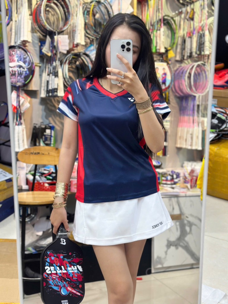 Áo cầu lông Yonex YN0412 - Xanh Đen Đỏ