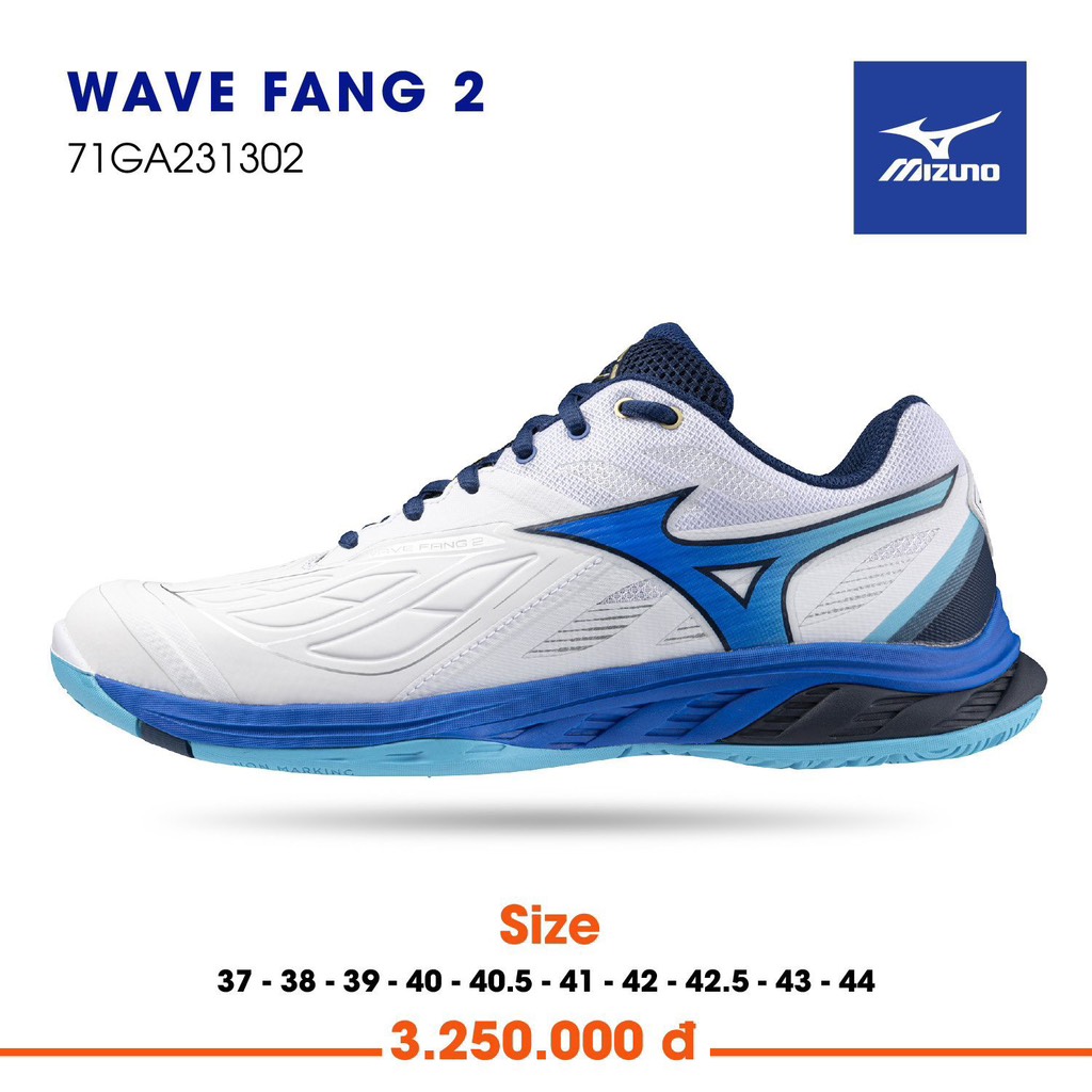 Giày cầu lông Mizuno Wave Fang 2 - Trắng Xanh