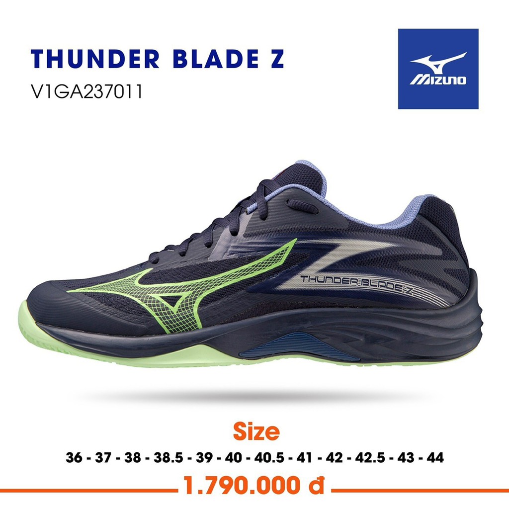 Giày Cầu Lông Mizuno Indoor Thunder Blade Z- Đen Xanh