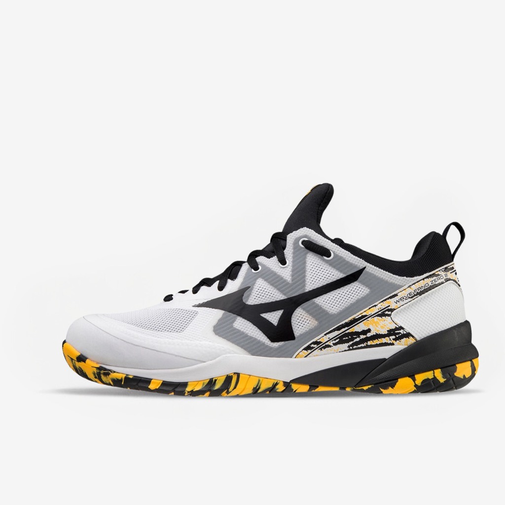 Giày Cầu Lông Mizuno Wave Fang Zero 2- Trắng Đen Vàng