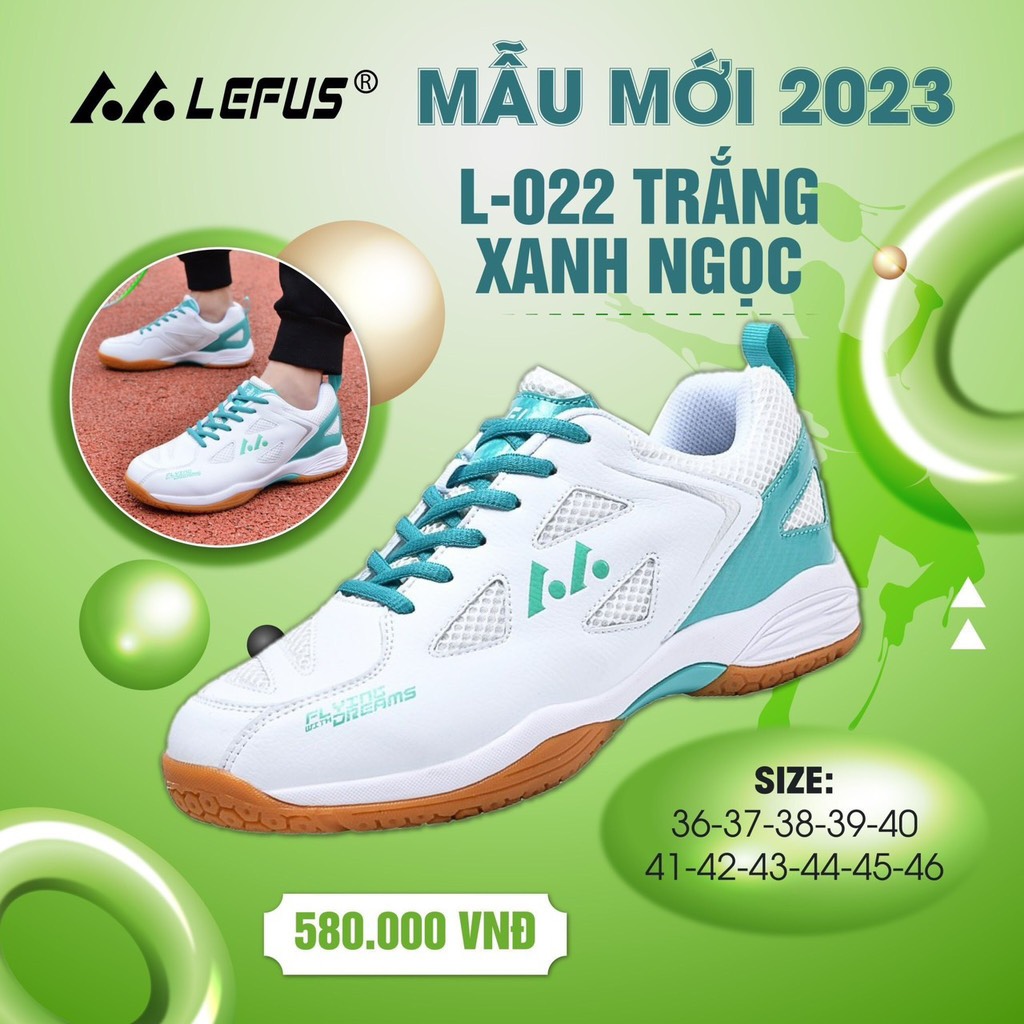 Giày Cầu Lông Lefus L022 - Trắng Xanh Ngọc