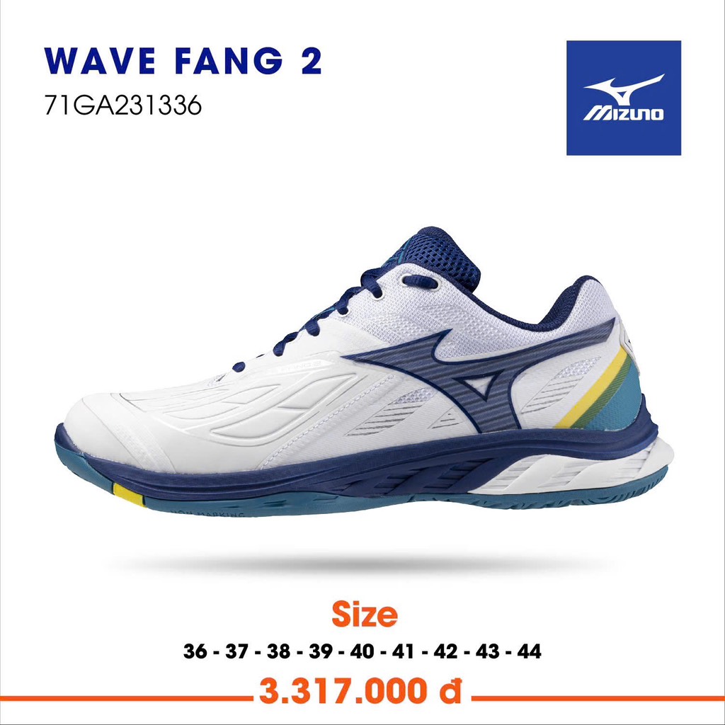 Giày Mizuno Wave Fang 2 trắng xanh vàng