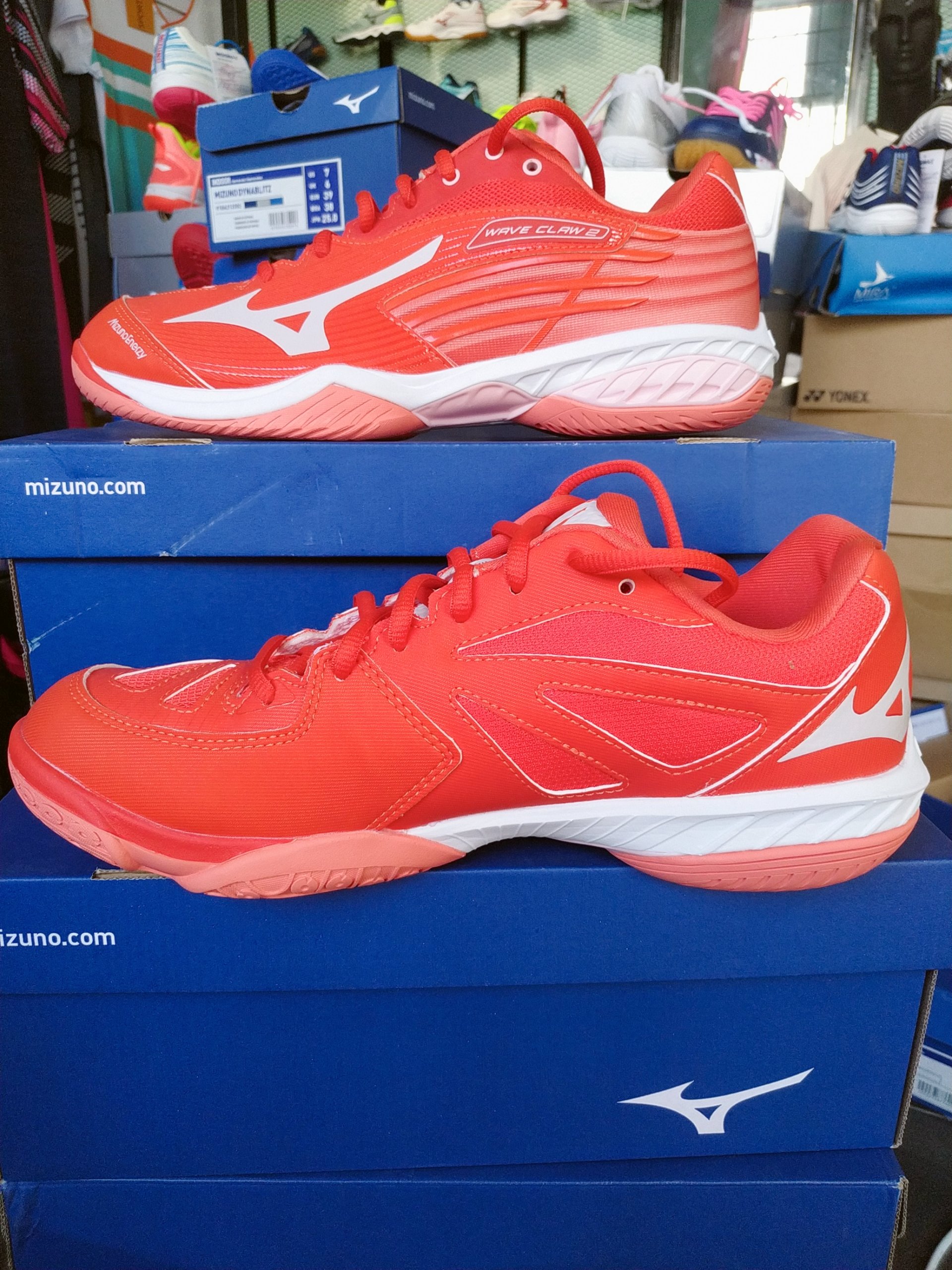 Giày Cầu Lông Mizuno Wave Claw 2 - Đỏ Cam