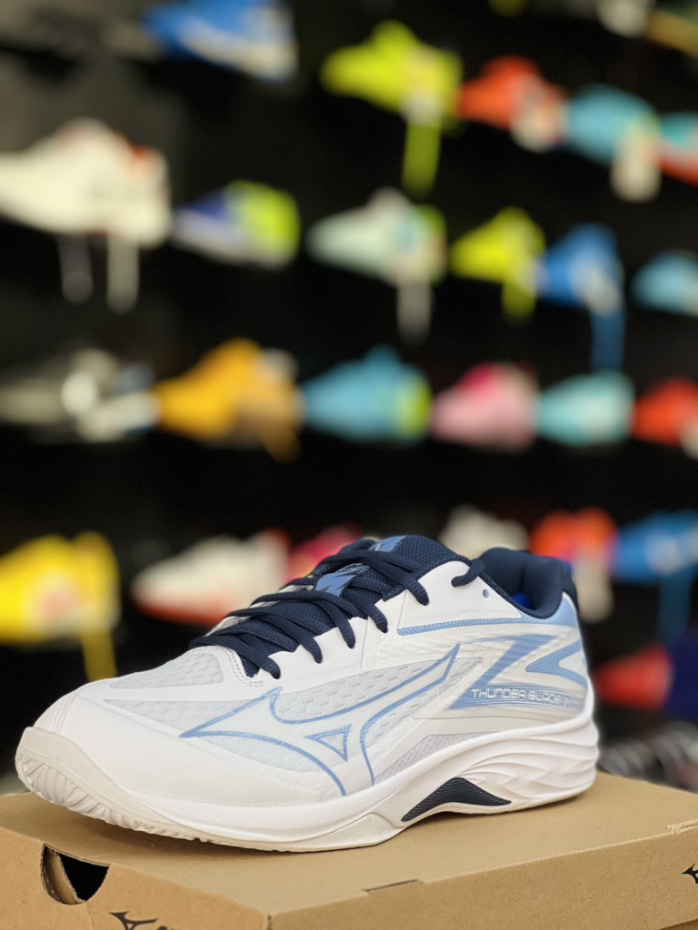 Giày Cầu Lông Mizuno Thunder Blade Z- Trắng Xanh