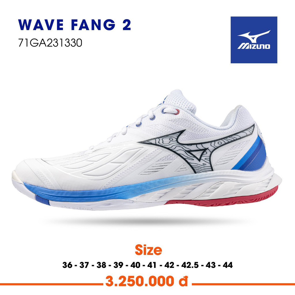 Giày cầu lông Mizuno Wave Fang 2 - Trắng Xanh