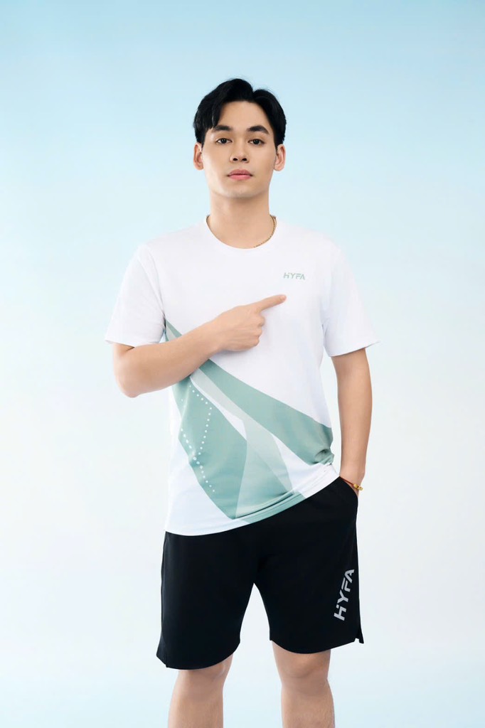 Áo Hyfa Zen trắng xanh lá