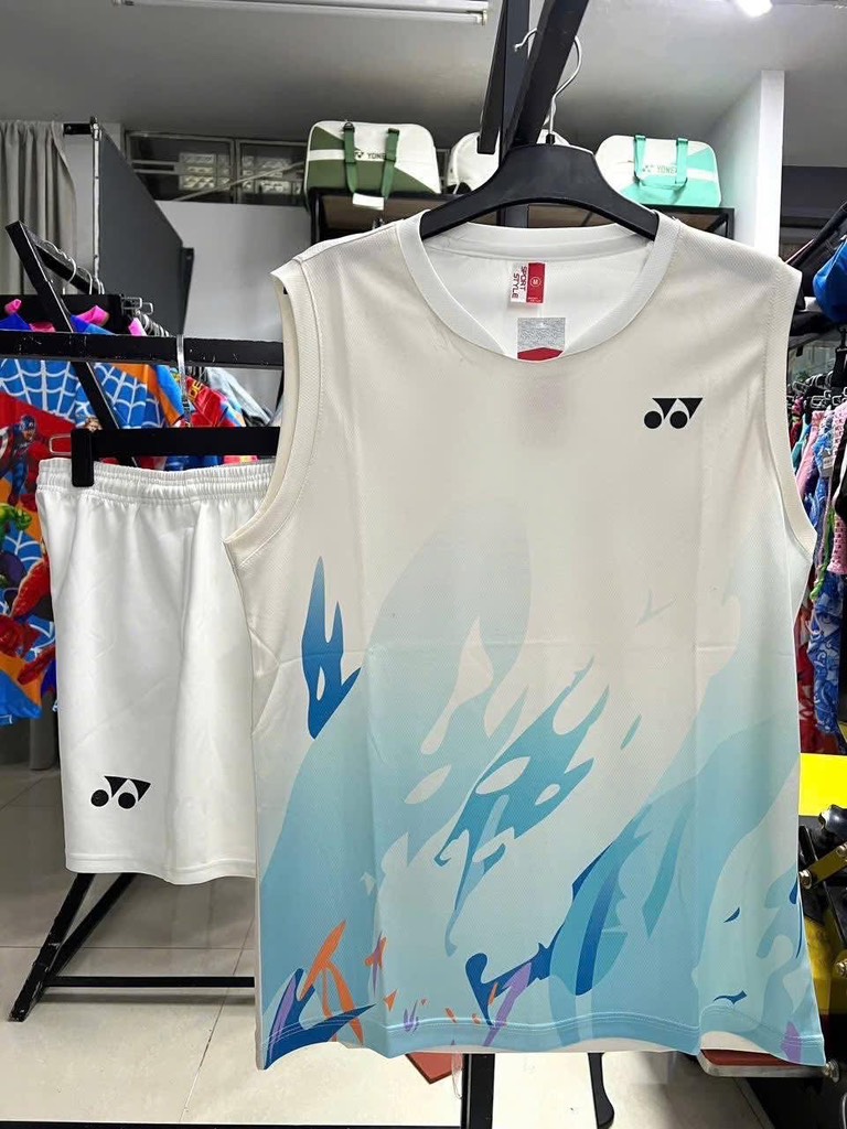 Áo cầu lông sát nách Yonex SNQT006 - Trắng xanh