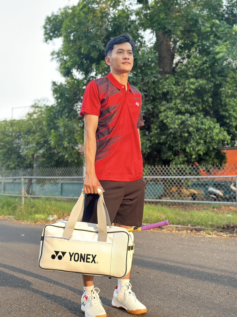 Áo Cầu Lông Yonex Có Cổ A201 - Xanh/Đỏ