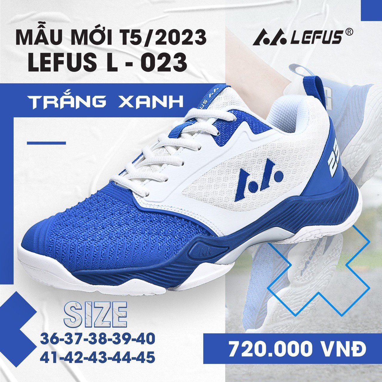 Giày Cầu Lông Lefus L023 - Trắng Xanh