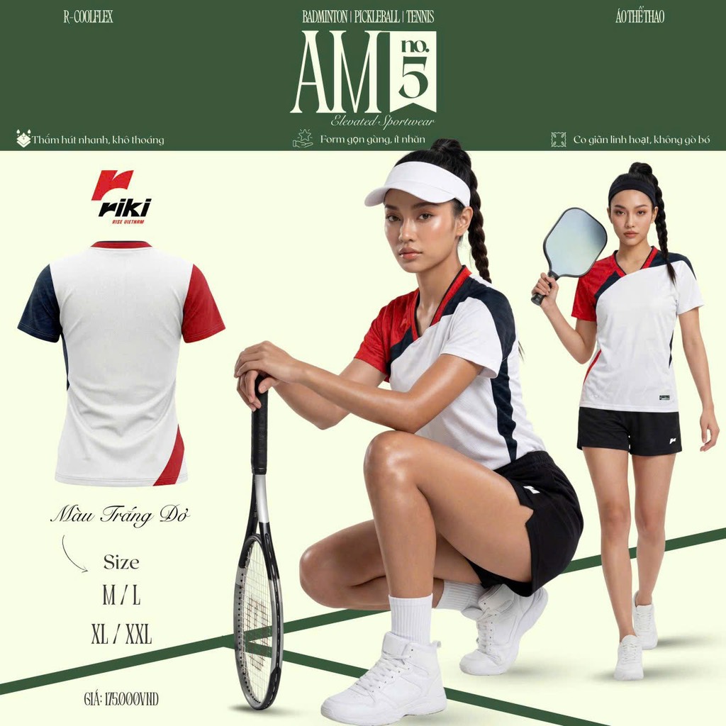 Áo Riki Star AM05 trắng đỏ