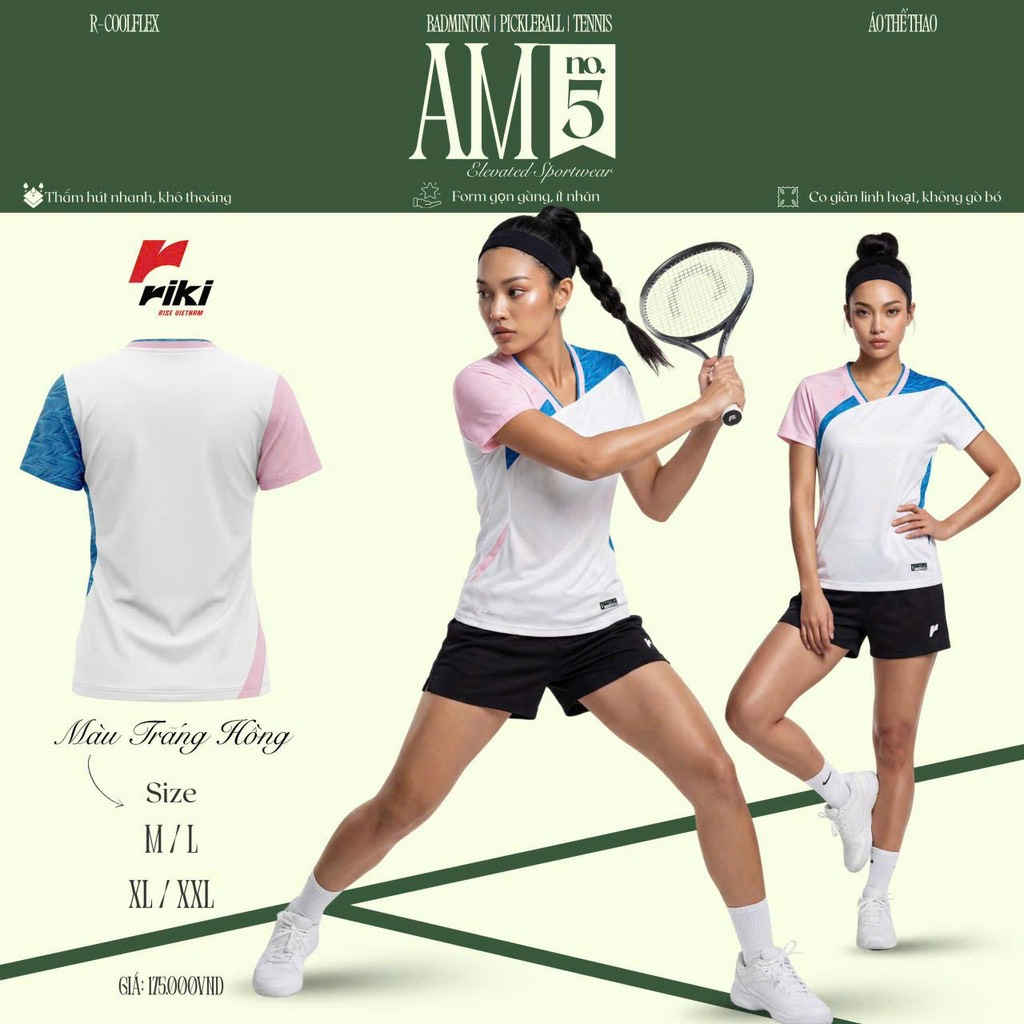 Áo Riki Star AM05 trắng hồng