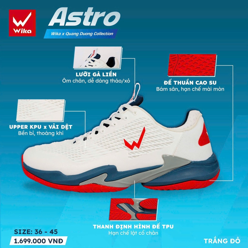 Giày Pickerball Wika Astro trắng