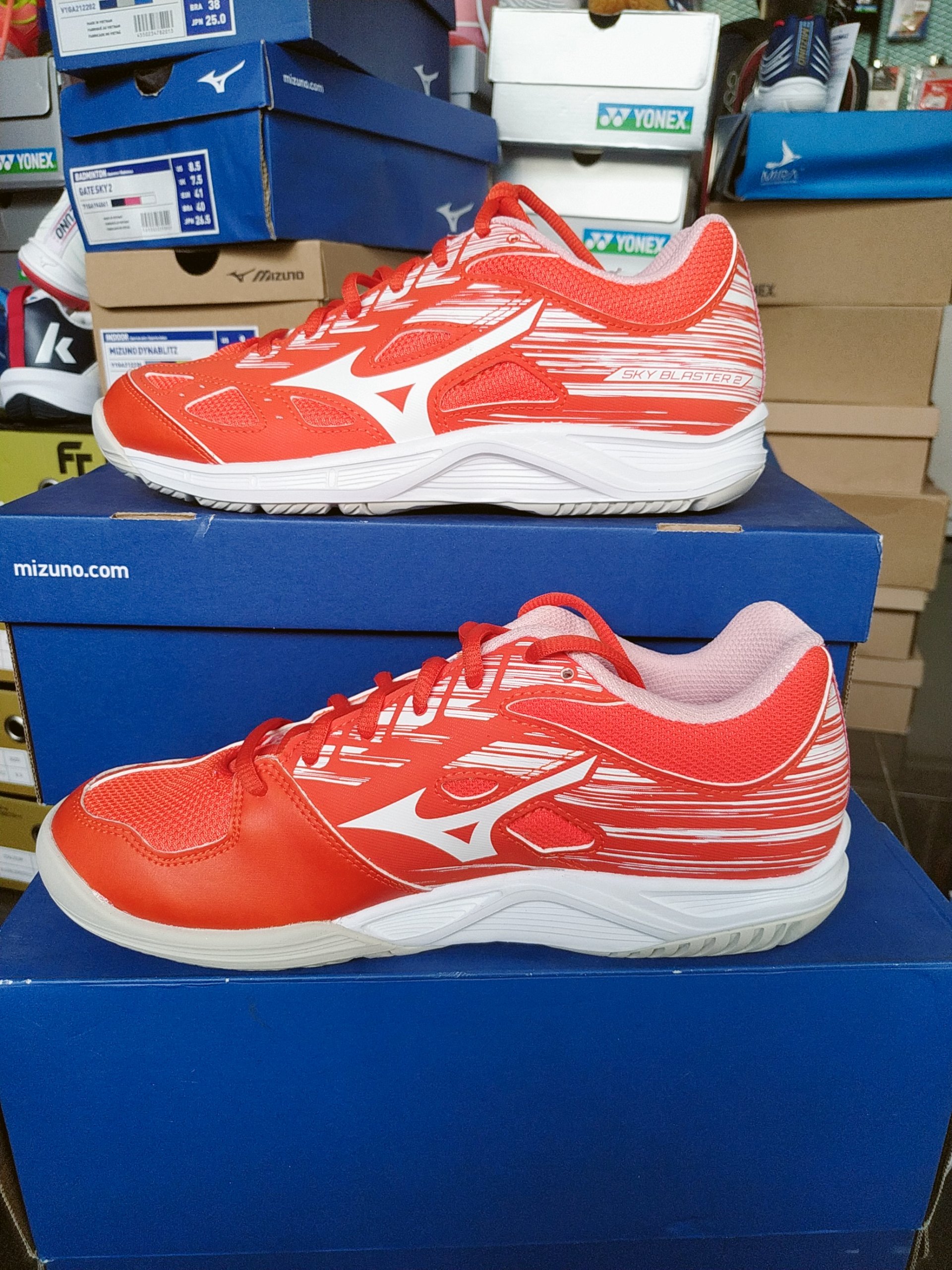 Giày cầu lông Mizuno Sky Blaster 2 - Trắng Cam
