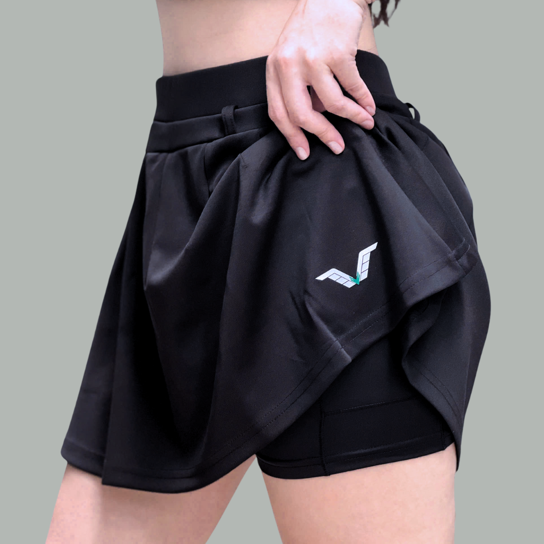 Váy thể thao VVN03 Ngắn Xếp Ly - Đen