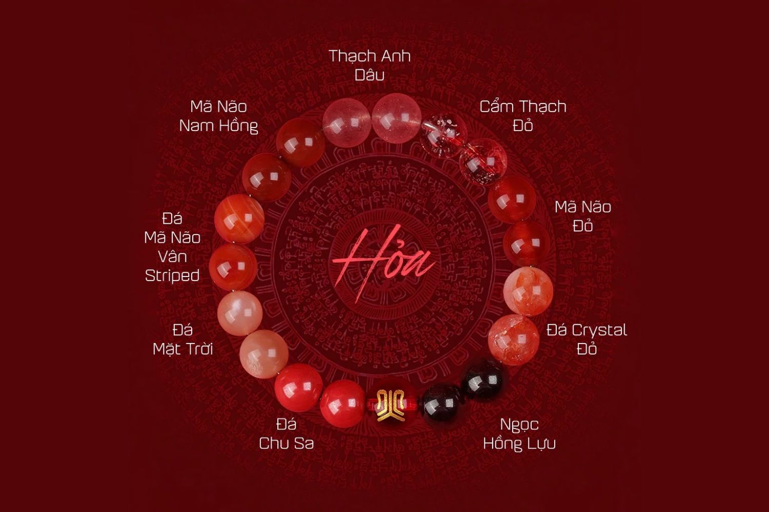 Vòng tay ngũ hành tương sinh cho mệnh Hoả