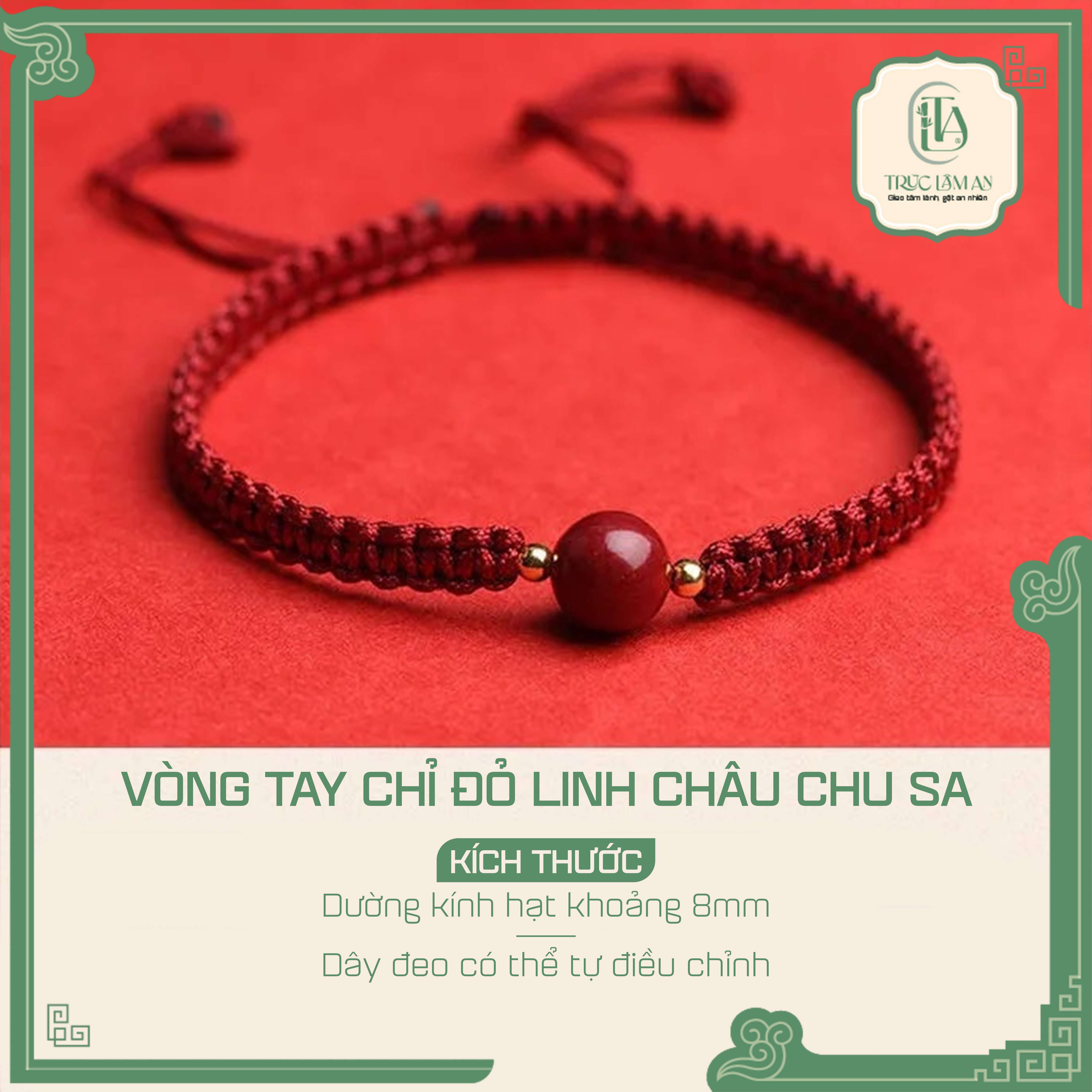 VÒNG TAY CHỈ ĐỎ LINH CHÂU CHU SA