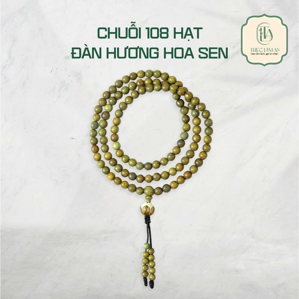 VÒNG TAY ĐÀN HƯƠNG 108 HẠT - CHARM NỤ SEN