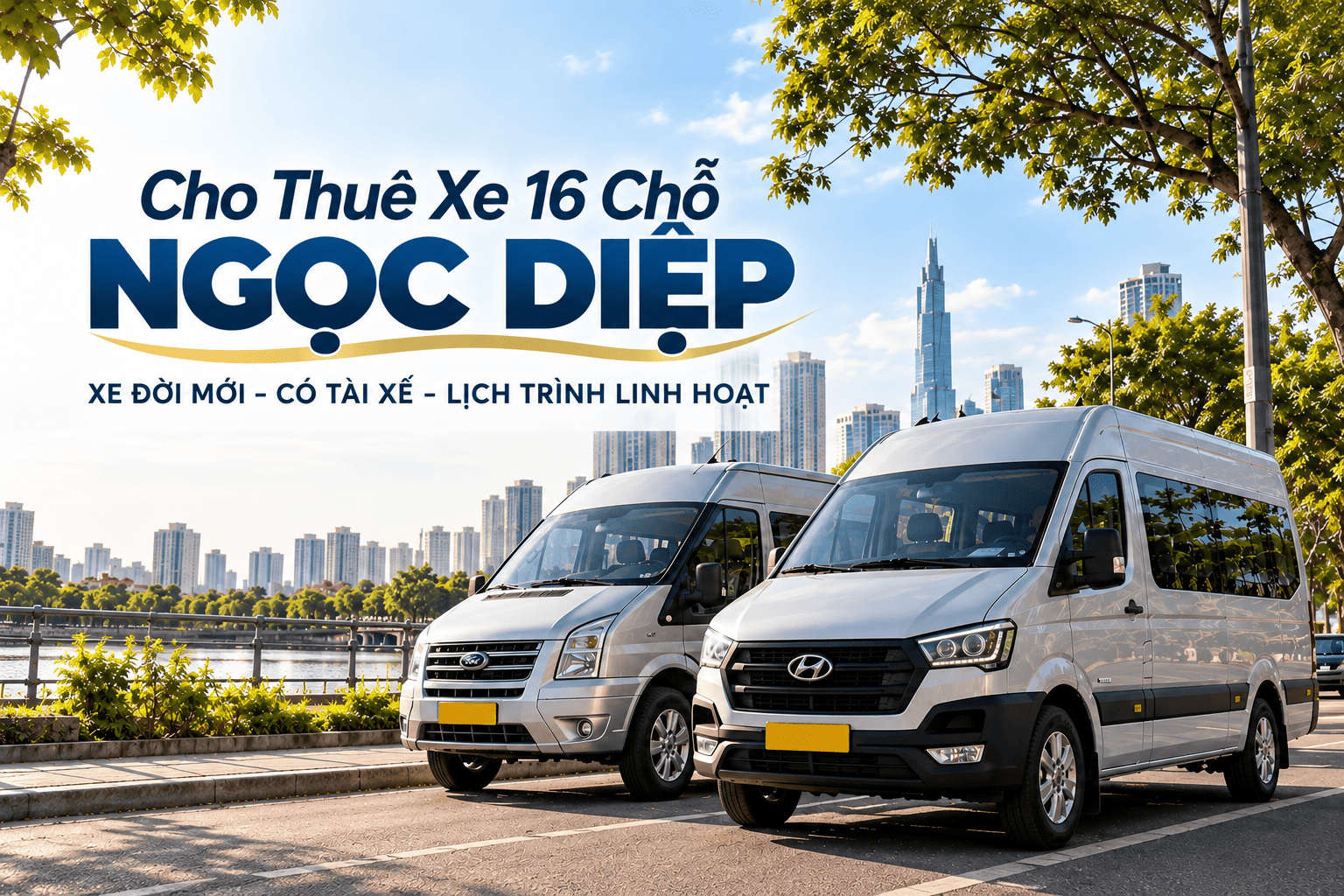 Cho Thuê Xe 16 Chỗ Ngọc Diệp - Xe Đời Mới, Có Tài Xế