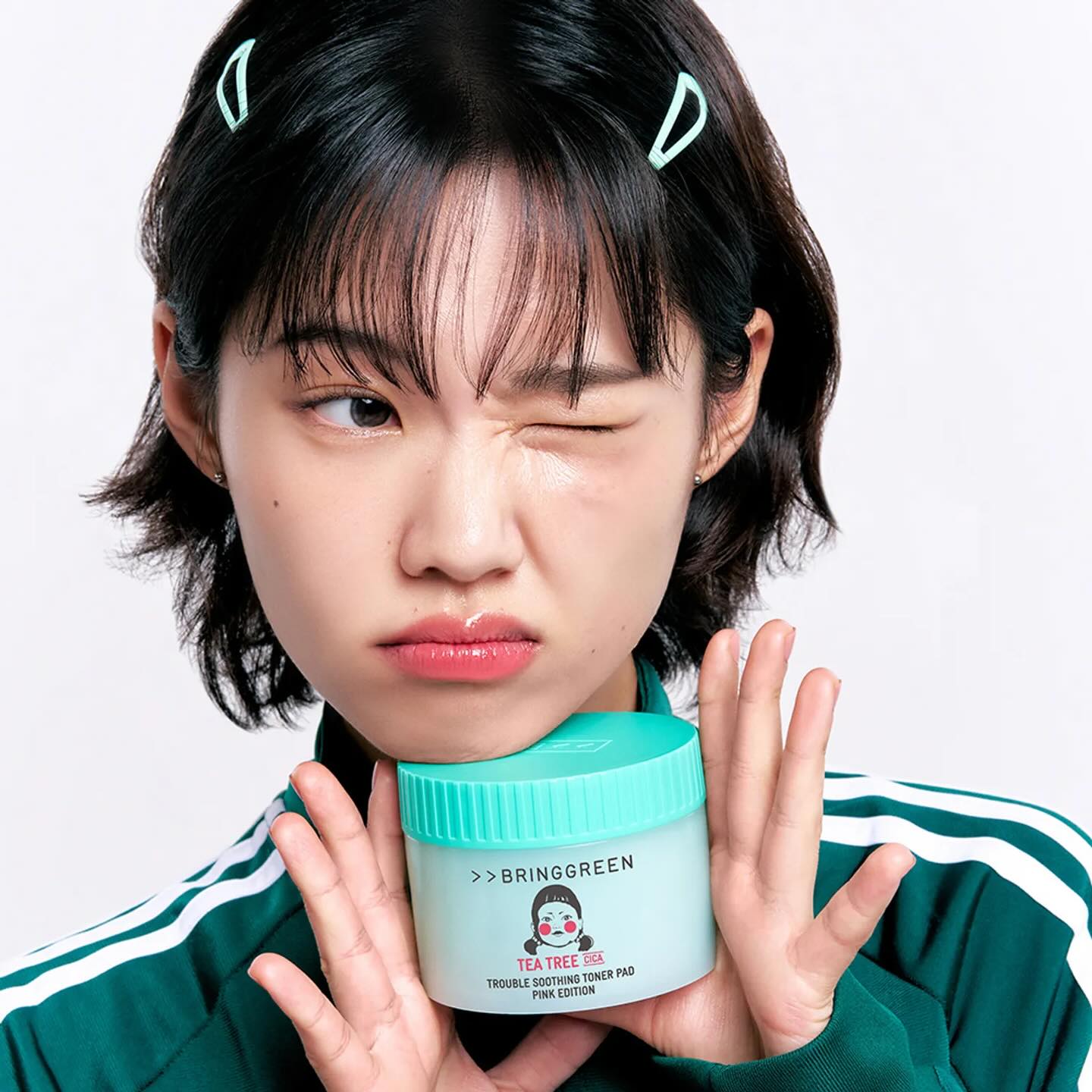 Set toner pad  Bringgreen Tea Tree Cica Trouble Soothing Toner Pad PHIÊN BẢN SUQID GAME