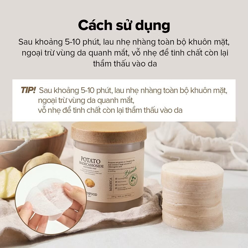 Toner pad khoai tây Skinfood Potato Madecassoside Soothing Pad 60pads