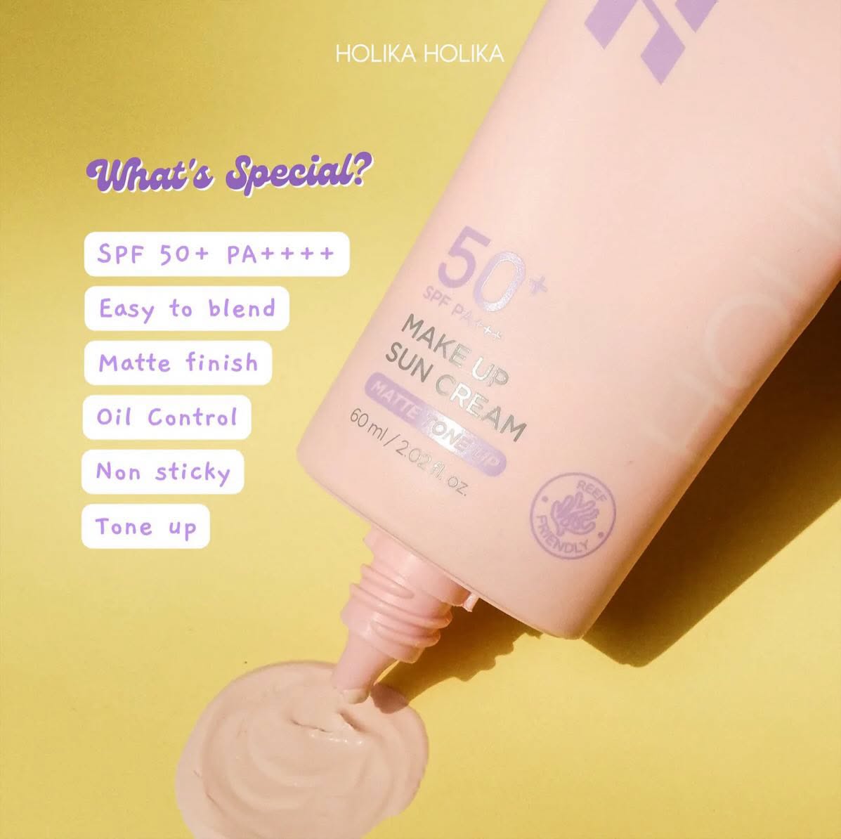 Kem chống nắng nâng tone Holika Makeup Suncream Matte Tone Up SPF50+ PA+++ 60ml