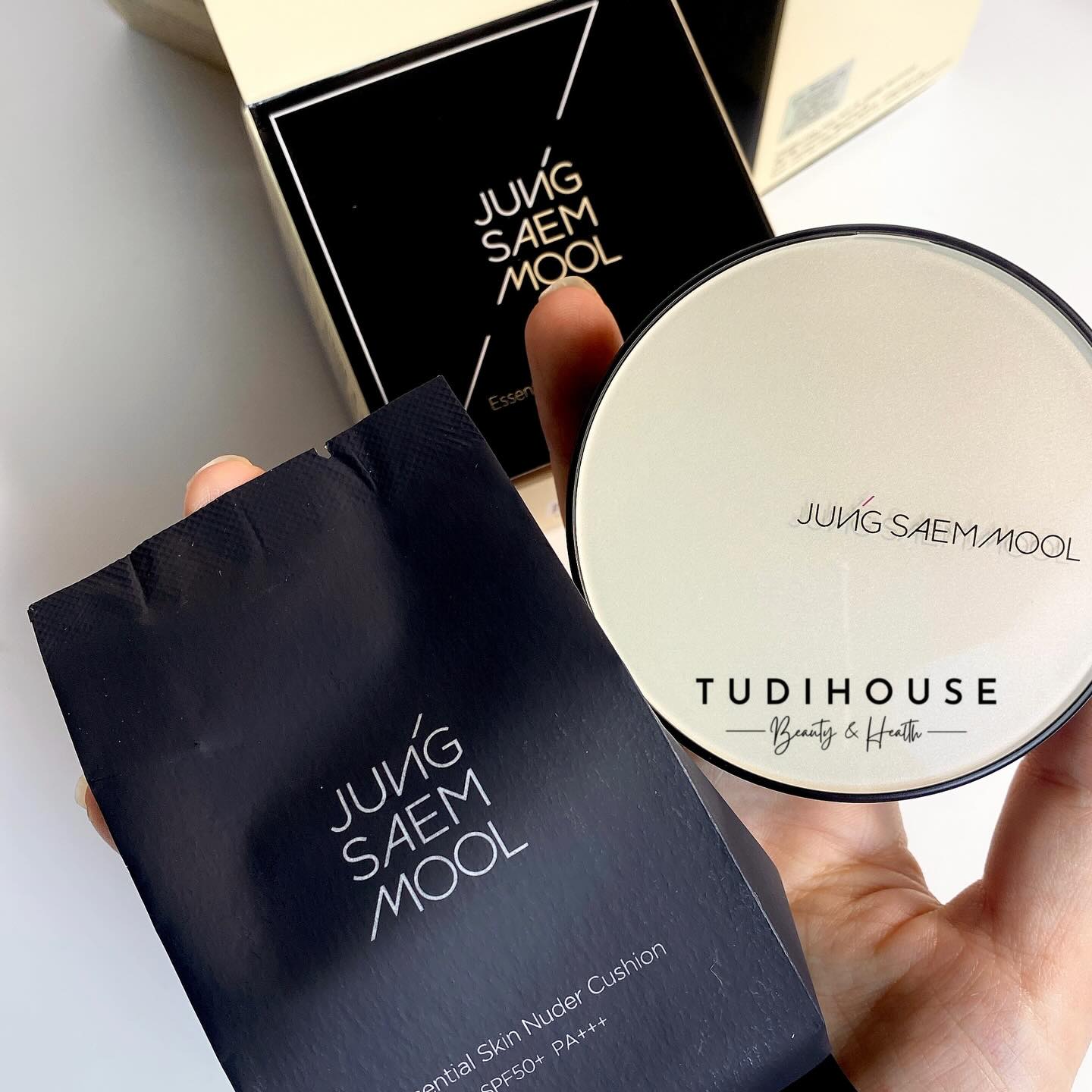 Set Phấn Nước Jung Saem Mool Essential Skin Nuder Cushion SPF50+ PA+++  ( hộp 14g + refill 14g)