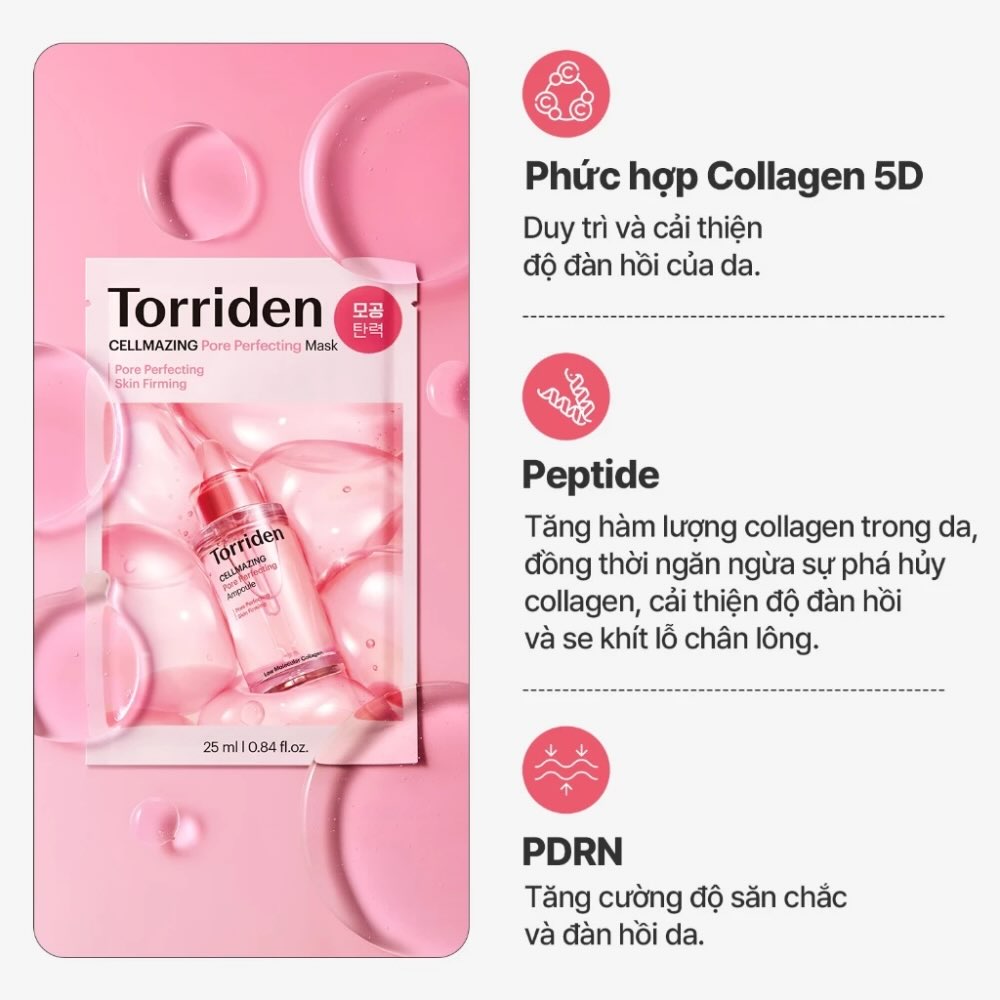 Mặt nạ Torriden Cellmazing Pore Perfecting Mask (Hồng - Dạng miếng)