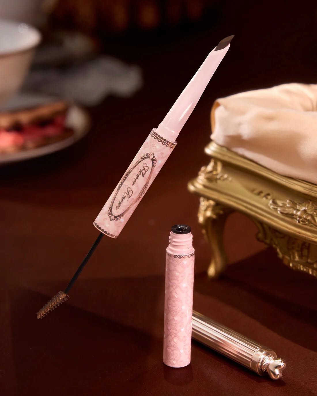 Chì kẻ & mascara chân mày Flower Knows The Sweetie Bear Dual-Ended Brow Gel & Pencil - 02 Natural Brown