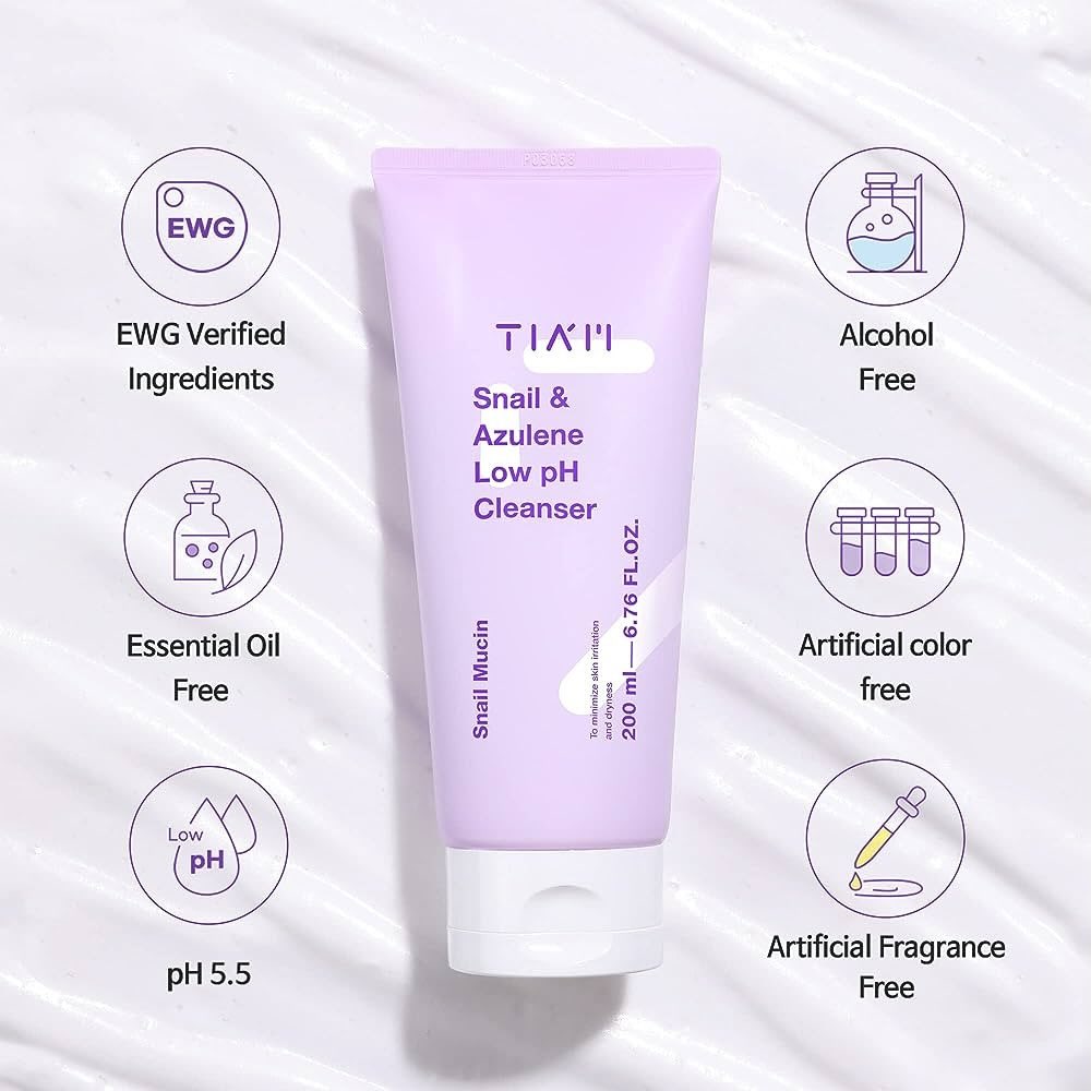 Sữa Rửa Mặt Tiam  Snail & Azulene Low pH Cleanser 200ml