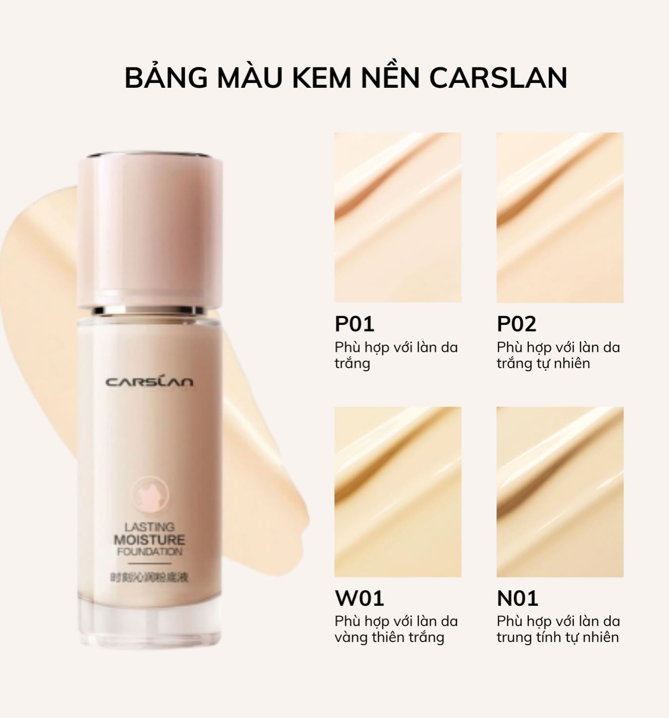 [ TẶNG SON MINI 1g ] Kem Nền Ẩm Mịn Lâu Trôi Carslan Lasting Moisture Foundation 30g