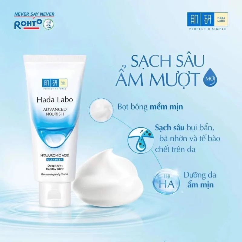 Kem Rửa Mặt Hada Labo  Advanced Nourish Hyaluronic Acid Cleanser 80g