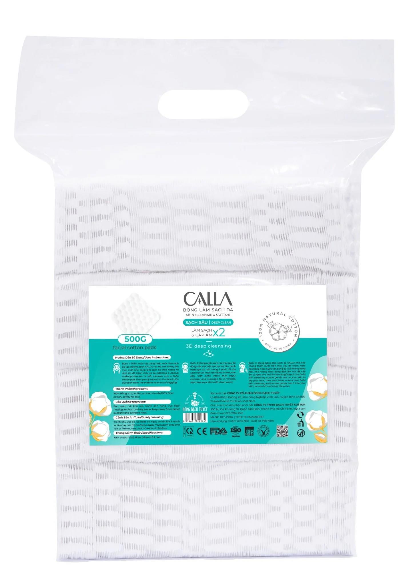 Bông tẩy trang bạch tuyết Calla - túi 0.5KG
