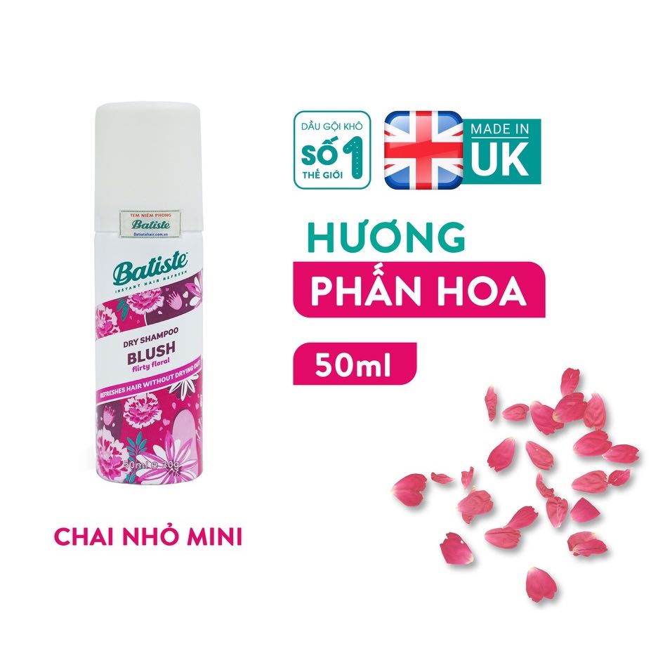 Dầu gội khô Batiste Travelsize 50ml - BLUSH