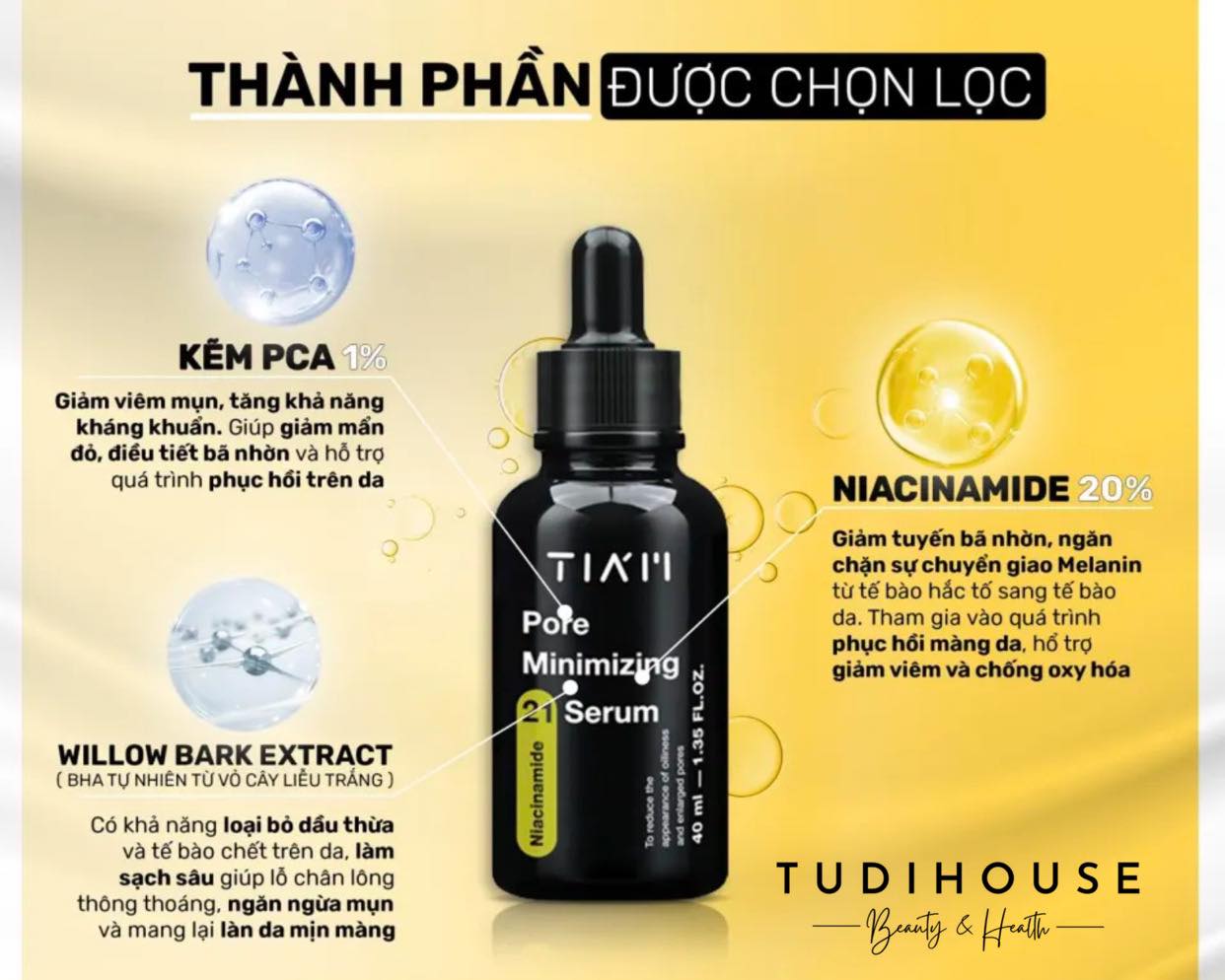 Serum Tiam  Niacinamide 20% + Zinc 1% Tiam Pore Minimizing 21 40ml