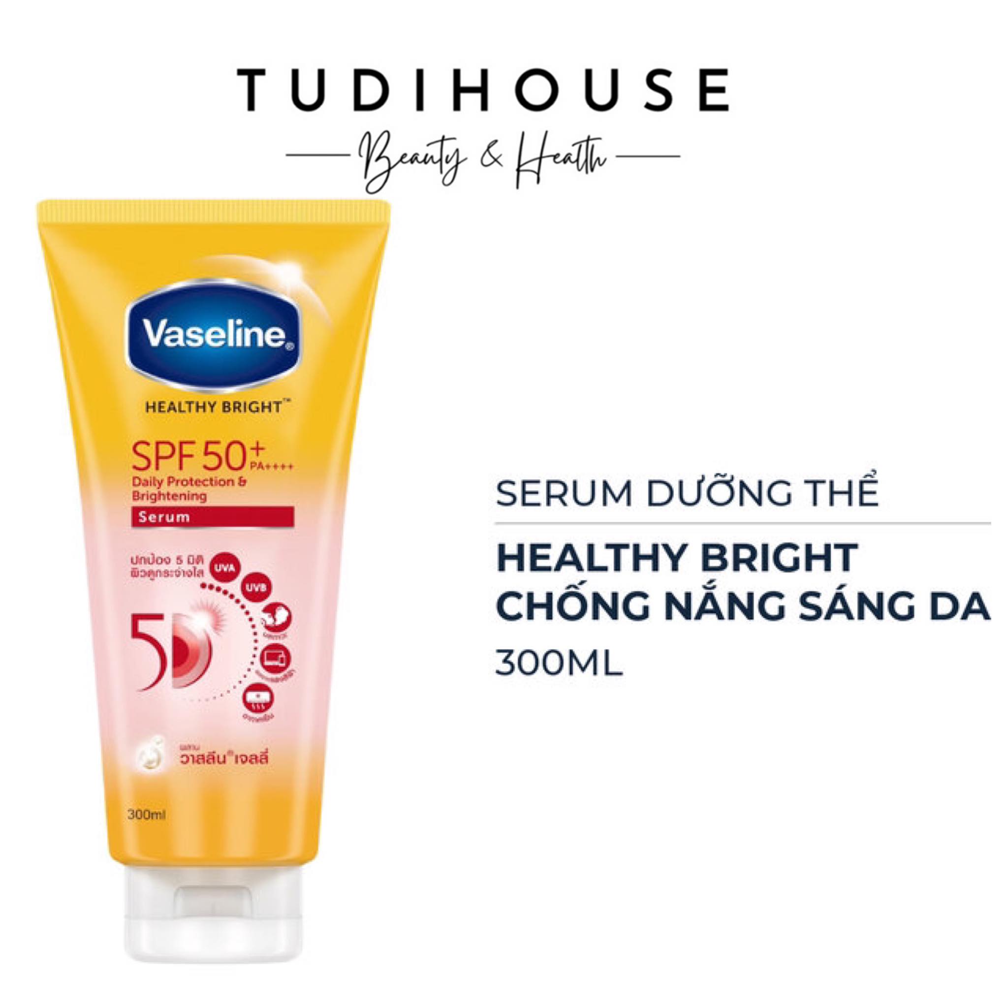 Serum Dưỡng Thể Vaseline Healthy Bright Daily Protection & Brightening Serum SPF 50+ PA++++ 300ML