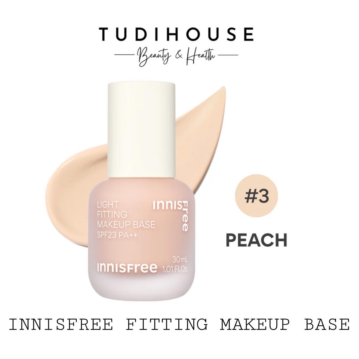 Kem lót Innisfree Light Fitting Makeup Base SPF23 PA++ 30ml - MÀU PEACH