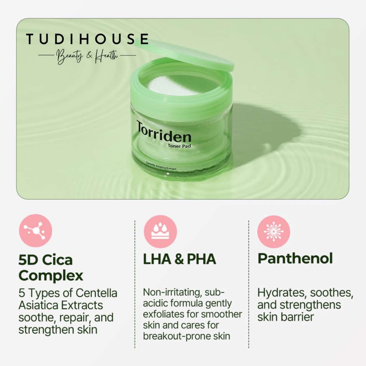 Torriden Balanceful Centella Asiatica Extract Toner Pad ( 60 miếng)