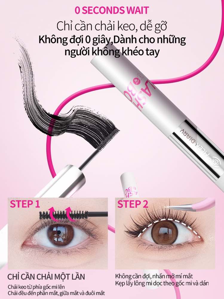 Keo Hai đầu Mascara 4in1 MLEN DIARY CHÍNH HÃNG KEO Kết Hợp Dung Dịch Tẩy Keo