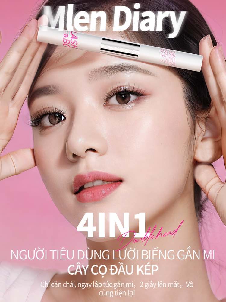 Keo Hai đầu Mascara 4in1 MLEN DIARY CHÍNH HÃNG KEO Kết Hợp Dung Dịch Tẩy Keo