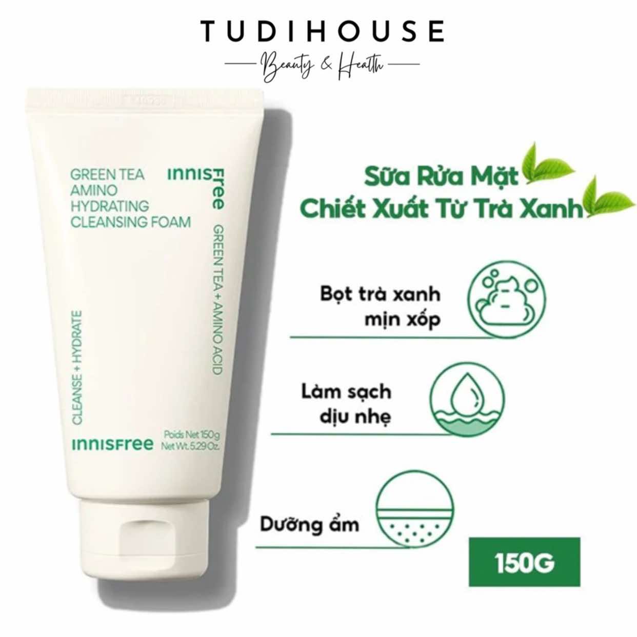Sữa rửa mặt INNISFREE Green Tea Amino Cleansing Foam 150g