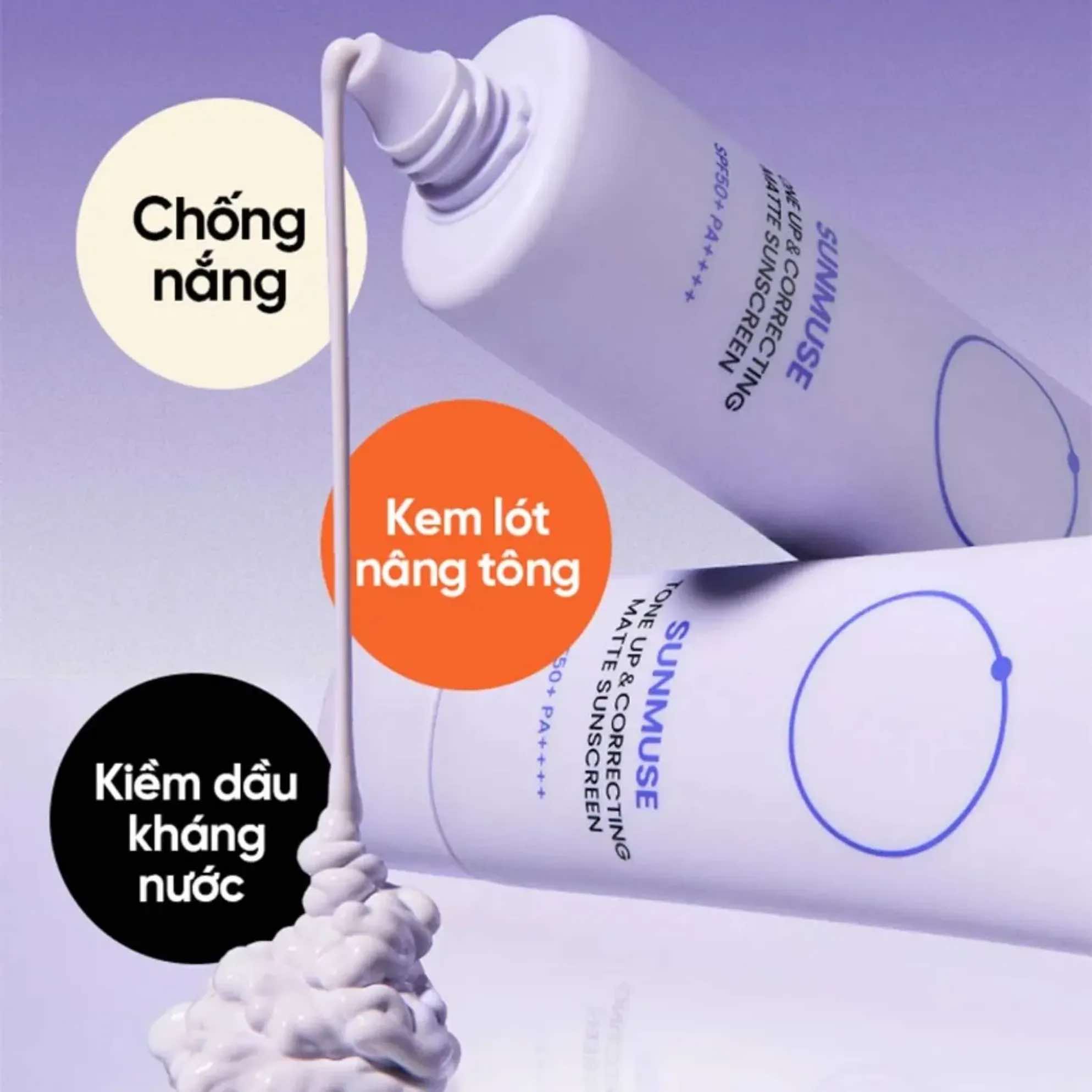 Kem Chống Nắng Beplain Nâng Tông Da Sunmuse Tone Up & Correcting Matte Sunscreen 50ml (Màu tím nhạt)