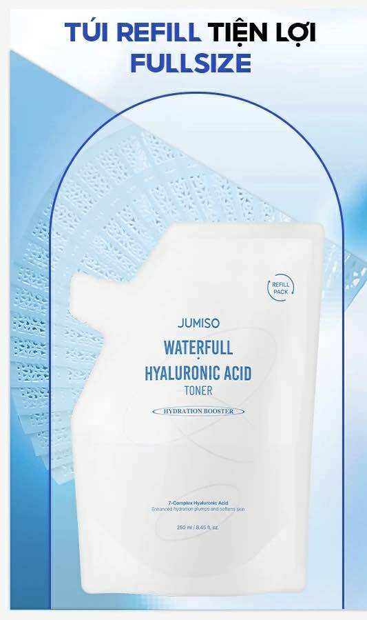 Nước hoa hồng  cấp ẩmJUMISO Waterfull Hyaluronic Acid  Toner 250ml